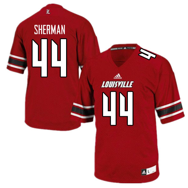 Men #44 Francis Sherman Louisville Cardinals College Football Jerseys Sale-Red - Click Image to Close